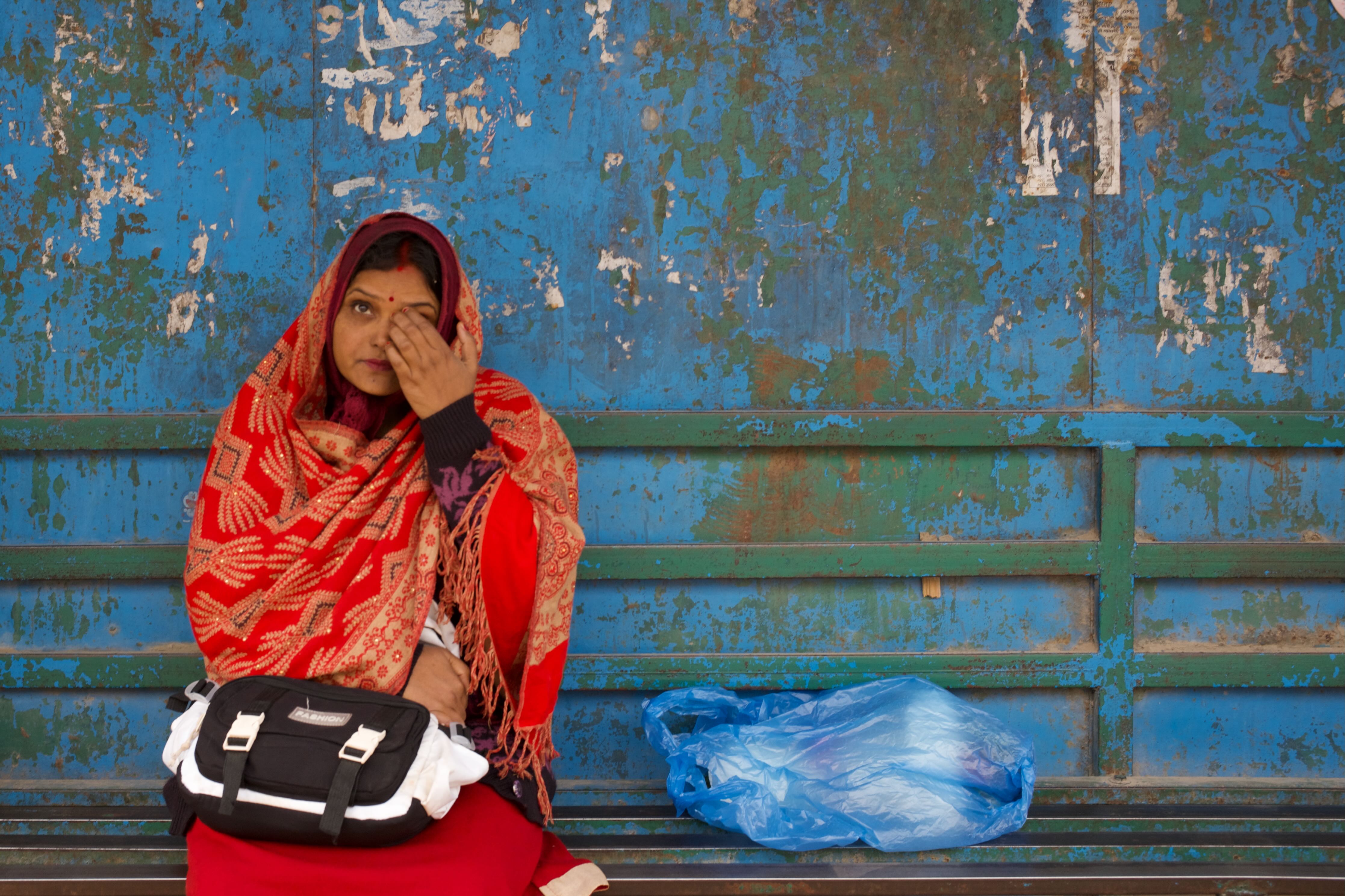 Lady at Bus Stop